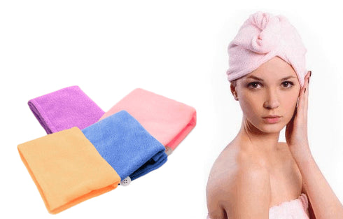 AussieSuperStore Homeware Supplies Hair Turban Microfiber Hair Drying Towel Bath Head Wrap Hair Turban Microfiber Hair Drying Towel Bath Head Wrap Quick Hat Cap CBHAIRDRYTOWLX4